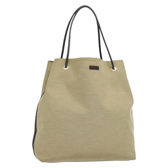 GUCCI Canvas Leather Tote Bag Outlet Beige Gold - Picture 1 of 16